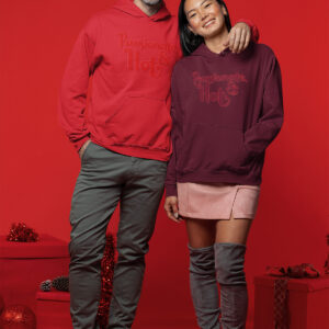 MOODUBLES Passionate & Hot Dark Red and Red Hoodie Unisex