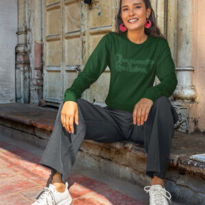 MOODUBLES Charismatic & Genuine Dark Green Long Sleeve Tee