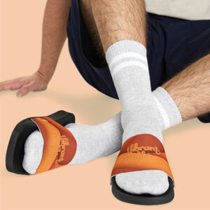 MOODUBLES Vibrant & Bright Orange Men's Sized Slide Sandals