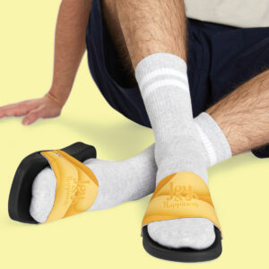 MOODUBLES Joy & Happiness Yellow Men's Sized Slide Sandals